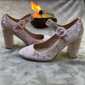 Marc Fisher Shaylie 2 Pink Crushed Velvet High Block Heels